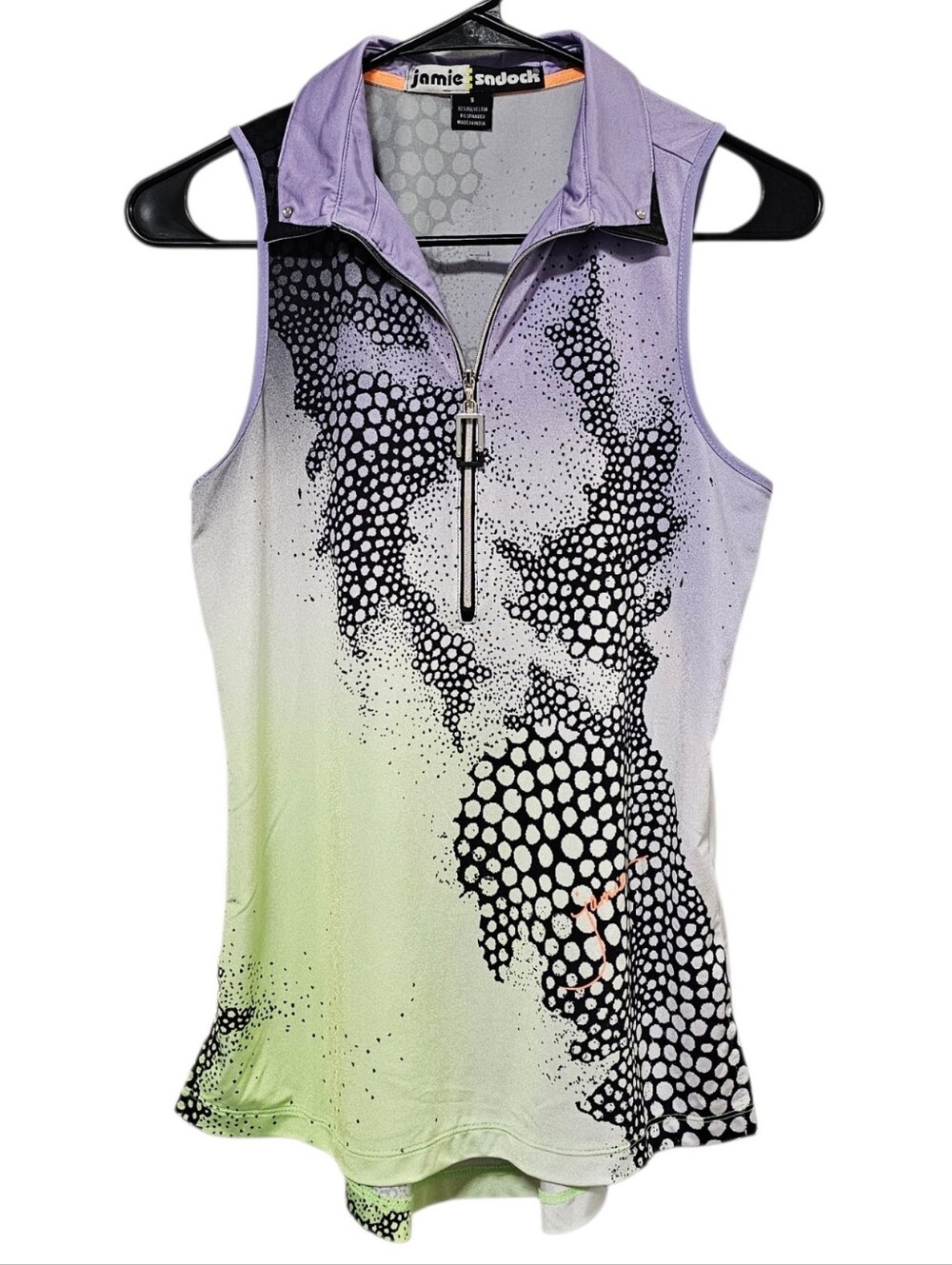 Jamie Sadock Women's Purple & Green Sleeveless Performance Half Zip Size S